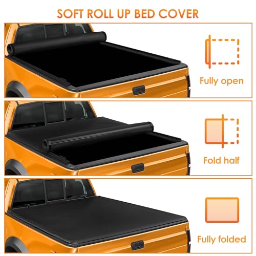 Image of Nilight Soft Roll Up Truck Bed Tonneau Cover Compatible with Chevy Silverado 1500 / GMC Sierra 1500 2014 2015 2016 2017 2018 6.6ft