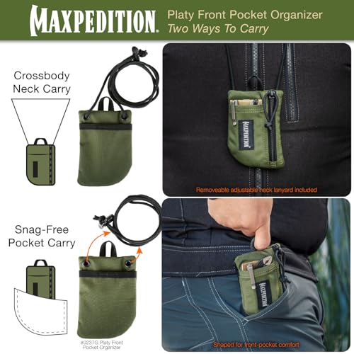 Image of MAXPEDITION Platy Pocket Organizer, Durable EDC Tool Pouch for Men, Neck Wallet with Paracord Lanyard, Holds Flashlight, Multitool, Pen, Notebook