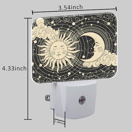 Image of Sun and Moon with Faces Plug in Night Lights, Astrology Nightlight Plug Into Wall Dusk to Dawn Sensor for Kid Girls Boys Women Men Room, Hallway, Kitchen, Bathroom, Stairs Decor