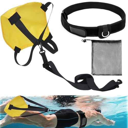 Adjustable Swim Parachute Belt - Resistance Training Stationary Swimming Belts Set for Swimmers...