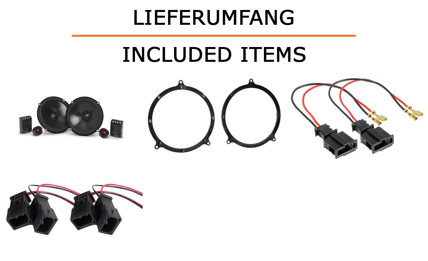 Lautsprecher Boxen Einbaupaket für JBL Stage3 607CF kompatibel mit Audi TT 8N vorne | 2X Tief-Mitteltöner 2X Hochtöner
