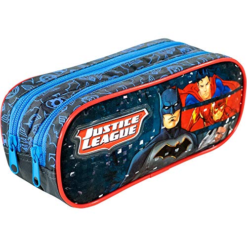 Estojo Duplo Liga da Justiça Fearless - 8875 - Artigo Escolar Liga da Justiça, Azul
