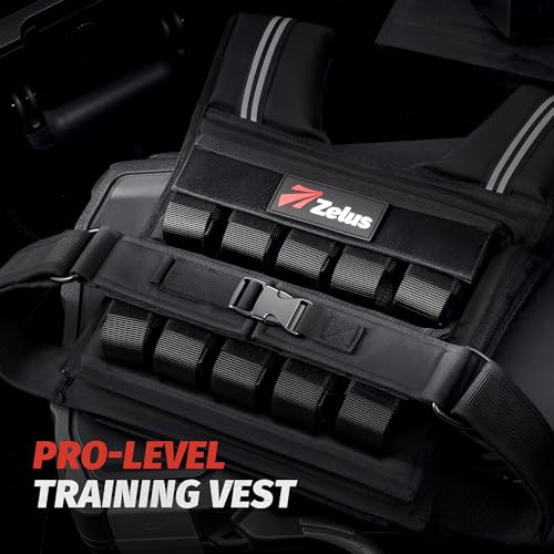 Image of ZELUS Weighted Vest Men, 23lbs /36lbs /45lbs Adjustable Weight Vest | Removable Iron Weights, Reflective Stripe, No-Bounce Design, Hand Washable, Strength Training, Running, HIIT & Calisthenics