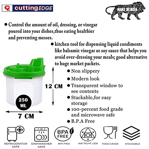 Image of Cutting EDGE 250 ML Smart Slim Oil Dispenser Airtight Green (Set of 1) | BPA free food grade plastic material, recommended for storing oil, vinegar, Water, sauces, juice, kitchen Storage
