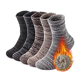 [konciwa] 靴下 メンズ 冬 厚手 防寒 あったか温暖力 スキー 足底クッション編み くつした 綿 吸汗 防臭 抗菌 靴下 アウトドア 5足セット24-28cm (厚手靴の下2)