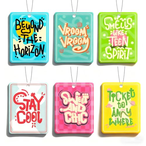 Image of 6 Pack Car Air Freshener Hanging Cute Car Accessories For Women Automotive Air Fresheners Stay Cool Car Accessories for Teen Girls Ocean Scent Small Gifts for New Car Owner Teen
