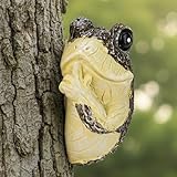Keep Quiet Frog Tree Peeker - Adorable Sculpture Garden Decoration Yard Art Outdoor Face Statue Indoor Animal Tree Hugger Figurine -Peeking Frog Decor Stump Decorations Trunk Hanging Funny Themed Gift