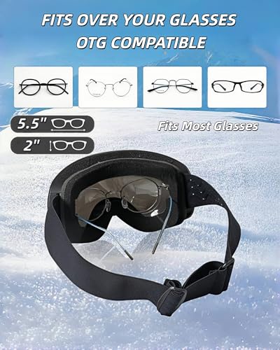 Ski Goggles for Men & Women, OTG UV400 Protection, Dual Anti-Fog Lens, Spherical Lens for for Skiing & Snowboarding - Image 5