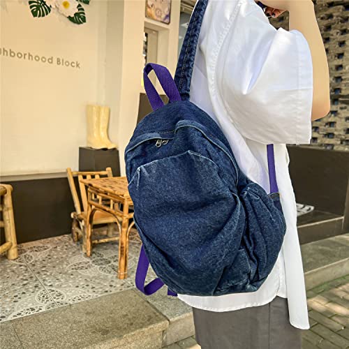 Image of MaxxCloud Vintage Denim Laptop Backpack Casual Canvas Daypack Handbag Purse Lightweight Rucksack Shoulder Bag