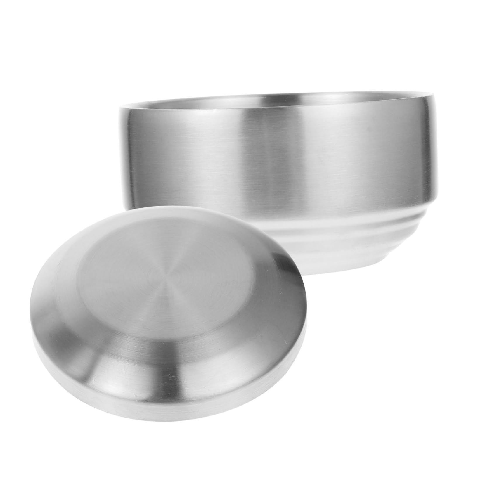 FUNOMOCYA 1 set Korean Style Stainless Steel Double Layer Bowl for Soup Bowl with Lid Portable Home Tableware for Eating Elegant Design for Dining Experience