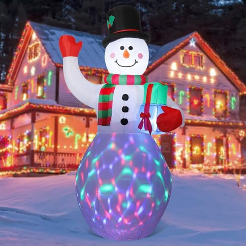 HAUSPROFI Schneemann Aufblasbar 240cm 8FT, Aufblasbare Weihnachtsdeko...