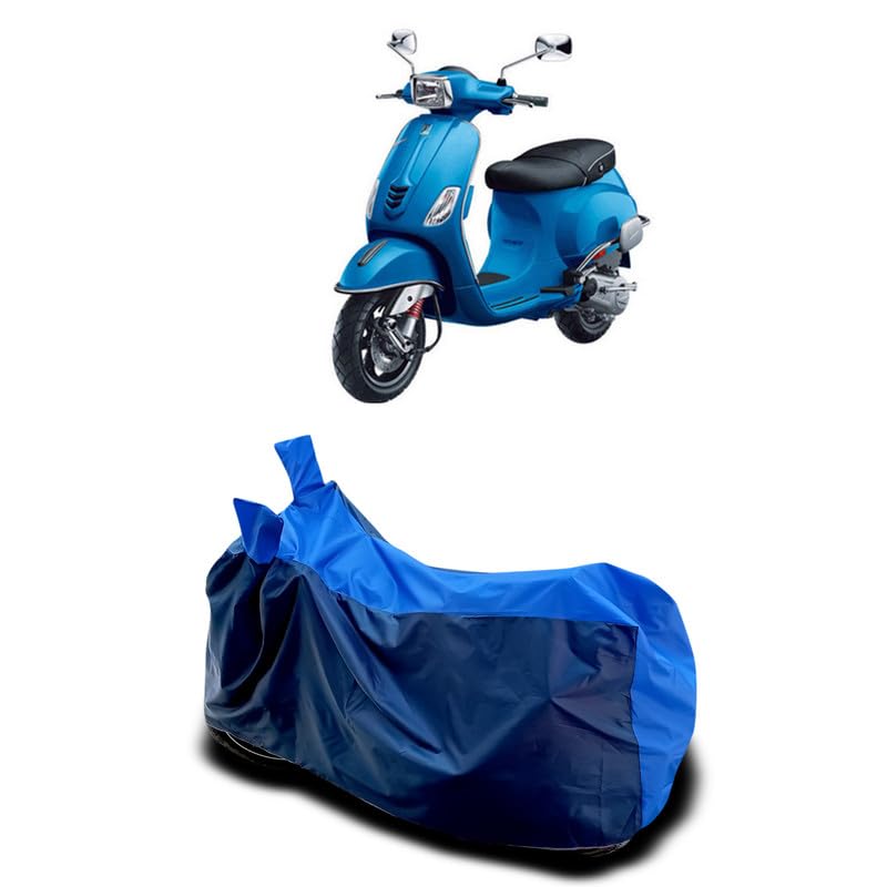 Image of DUFFEL-Two Wheeler Bike Body Cover Compatible for Piaggio Vespa 150 Bs6 Heat Protectio /UV-Rays /Birds Dropping /DustProof /Waterproof All Variants [Nevay Blue]