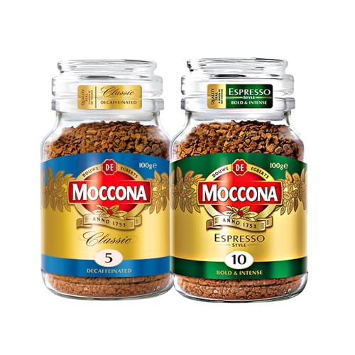 Image of Moccona Classic Decaffeinated + Espresso Instant Coffee - 200g (Pack of 2)| Imported Coffee | Premium Arabica & Robusta Blend | Freeze-Dried | Bold & Strong Flavor