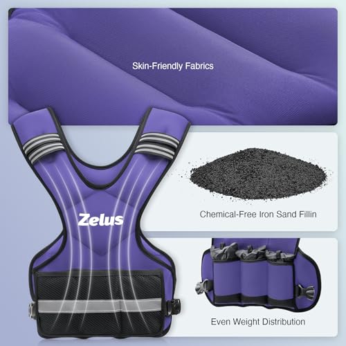 Image of ZELUS Weighted Vest for Men and Women | 4-10lb /11-20lb /20-32lb Vest with 6 Ironsand Weights for Home Workouts | Adjustable Body Weight Vest Exercise Set for Cardio and Strength Training