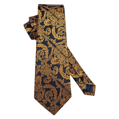 Image of HISDERN Ties for Men Paisley Tie and Pocket Square Woven Classic Floral Mens Ties Handkerchief Set Wedding Party Necktie