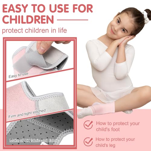 Image of Tarpop 2 Pairs Kids Ankle Brace Set Foot Support Stabilizer Wraps Protector Guard Knitted Ankle Sleeve Sock Support Compression Socks for Injury Prevention(Pale Pink,Medium)