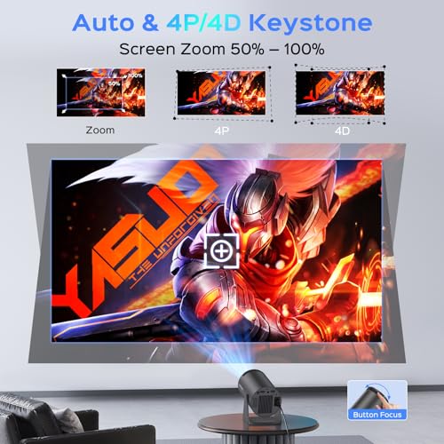 mini projector with wifi and bluetooth 180 rotatable portable 15034 smart with android tv 11 1080p support decoding projectors 4k 24g5g wifi6 auto keystone for home outdoor proyector iron grey