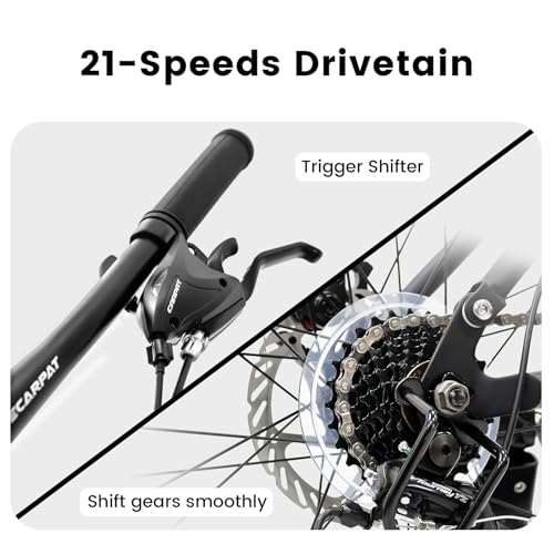 Image of Mountain Bike 24 /26 /27.5 Inch,Front /Full Dual Suspension, 21-Speed Disc /V-Brake,Carbon Steel /Aluminum Adult Sport Bicycle for Mens Womens Trail Commuter City Snow