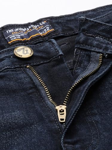 Image of The Indian Garage Co Men Carrot Fit Solid Mid-Rise Stretchable Jeans