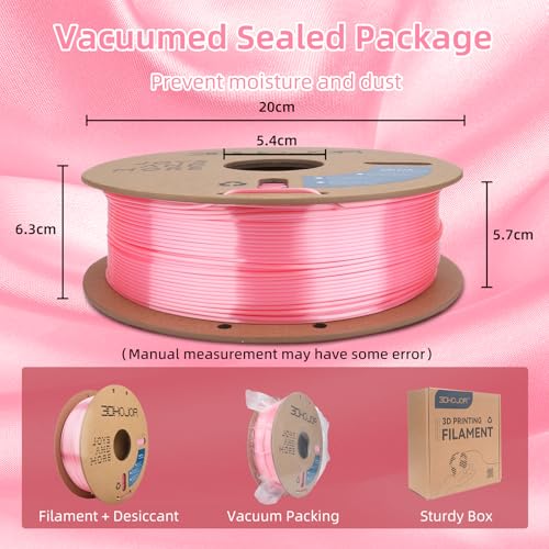Image of 3DHoJor Silk PLA Filament 1.75mm, PLA Filament 1.75mm Silk Shiny 3D Printer Filament, 1kg Cardboard Spool (2.2lbs), Dimensional Accuracy + /- 0.03 mm, Fit Most FDM Printer（Pink）