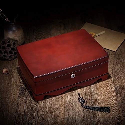 Anncus Europe alder wood Double jewelry storage boxs Necklace Bracelet Accessories Collection case organizer boxes for gifts MSSH016 - (Size: 25.6cmX17.8cmX9.8cm)