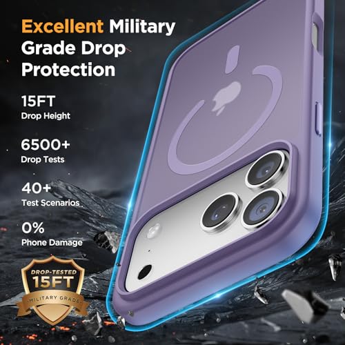 Image of Miracase Magnetic for iPhone 17 Pro Max Case with Screen Protector [Compatible with MagSafe] Slim Thin Phone Case Military-Grade Protected for 17 ProMax Cover Bumper 6.9 inch, Purple