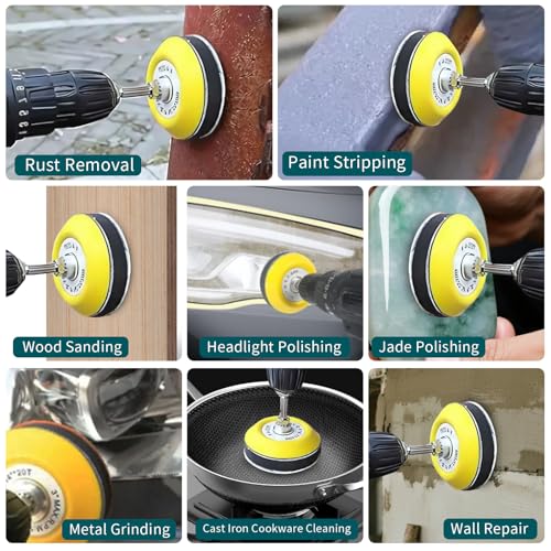 133 Uds fregona de lijado para taladro inalámbrico, disco de 75 mm, almohadilla de pulido de 3 pulgadas, juego de pulido de faros, esponja de lijado para pulido, lijado - imagen 7
