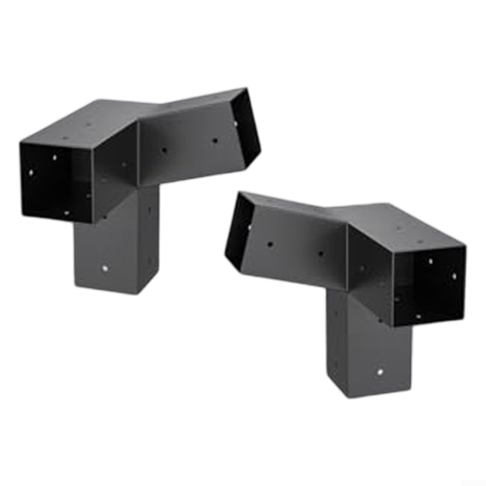 Kit di Montaggio a Parete per Staffe Pergola con Tetto Inclinato in Acciaio con Ferramenta per Pali da 10,2 x 10,2 cm Nero Supporto Gazebo Portico Esterno 3 Vie Unidirezionale (Sinistra 15°+