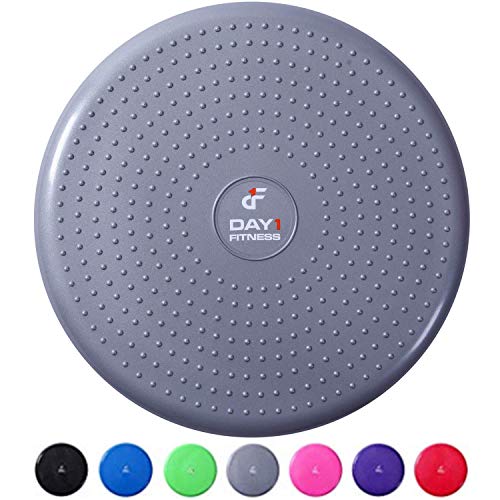 Inflatable Wobble Cushion with Pump by Day 1 Fitness - 13" Grey