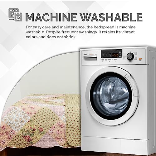 Foral Patchwork Vintage Country Cottage Style Bedspread Coverlet Quilt Bed Throw Including Pillow Shams Covers (Oregon)