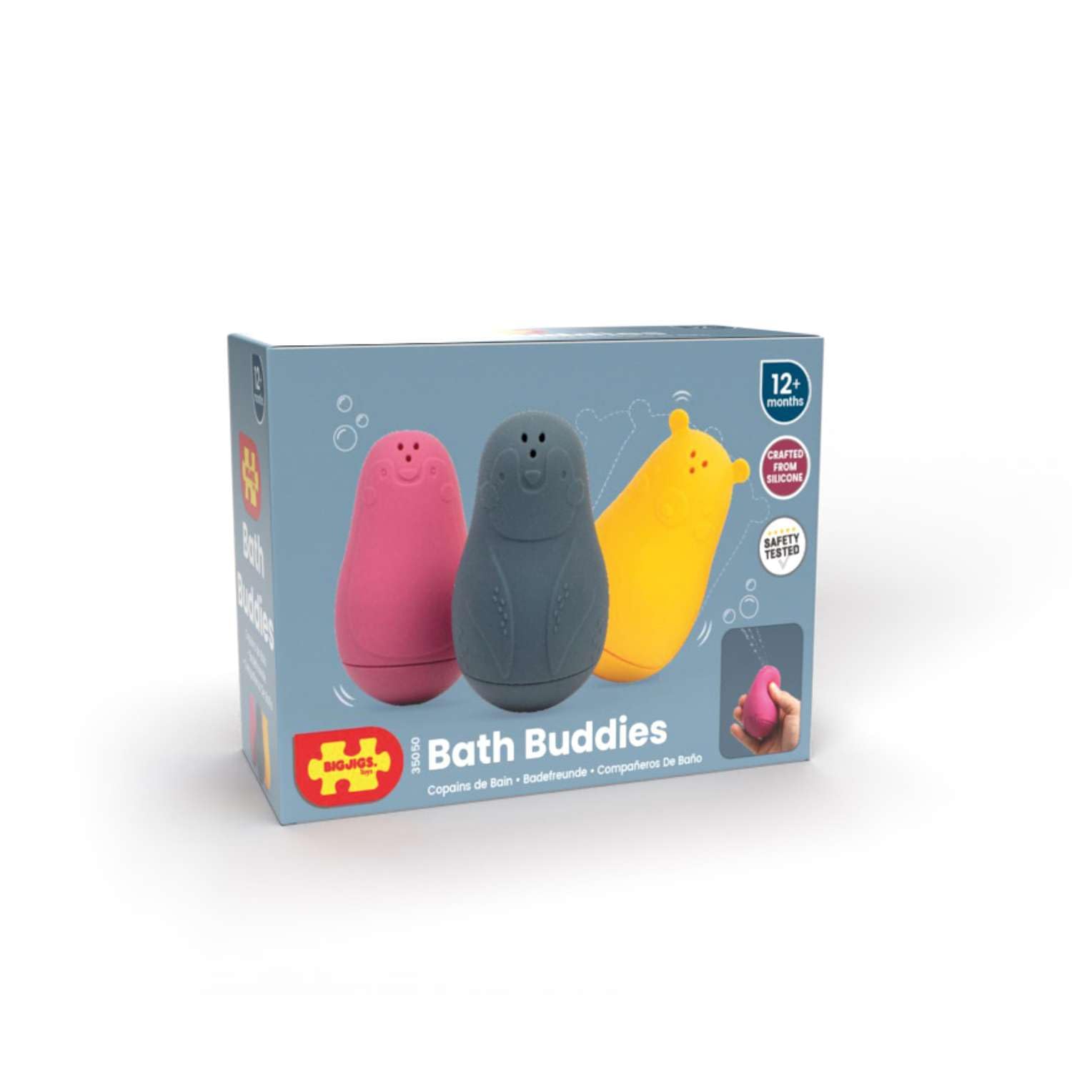 Bigjigs Toys - Bath Buddies - 3-częściowa zabawka do kąpieli dla małych dzieci, zabawka do kąpieli, zabawka wodna, 12 miesięcy, zrównoważona produkcja
