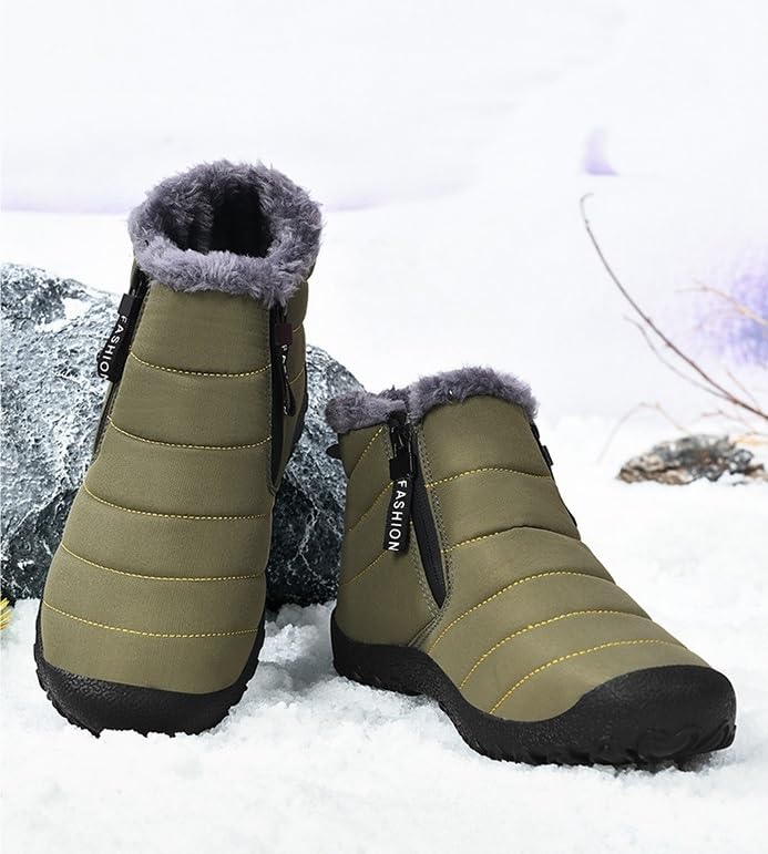 Men's Waterproof Warm Plush Lined Outdoor Snow Ankle Boots Anti-Slip Slip-on Lightweight Winter Boots Sneakers3