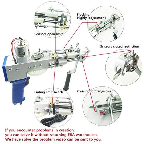 Blbo Tufting Gun,Cut Pile And Loop Pile 2In1 Dual-Use Rug Gun Rug Making Kit,Embroidery Machine Punch Needle Kit ​Diy Efficient Hand-Held Knitting Machine 5-45 Stitches/Sec(Tufting Gun Kit Adjustable) #TOP4