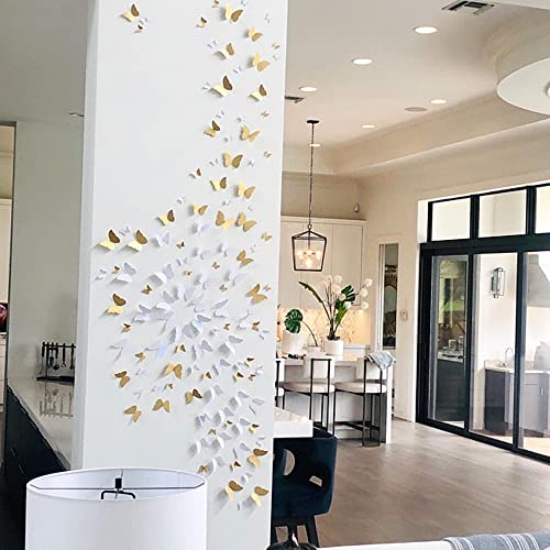 Pack of 48 3D Butterfly Wall Stickers,Removable Butterfly Stickers,Wall Stickers,for Home,Wedding Decor,Living Room,Children's Room,Girls,Kitchen,Window,Furniture,Party,Wall Table Decoration,White - Image 3