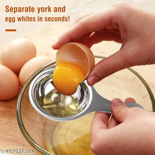 Radhehul 1pcs Egg Separator Extractor Stainless Steel Egg White Separator and Egg Yolk Separator Egg Divider Egg Strainer Filter Spoon Kitchen Baking Tools (Pack of 1) 2