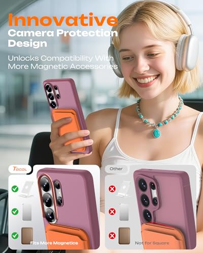 Image of TOCOL for Samsung Galaxy S26 Ultra Case, Compatible with Magsafe, Built-in Magnets, Drop Protection, Slim Translucent Matte for S26 Ultra Phone Case 6.9 inch (Plum)