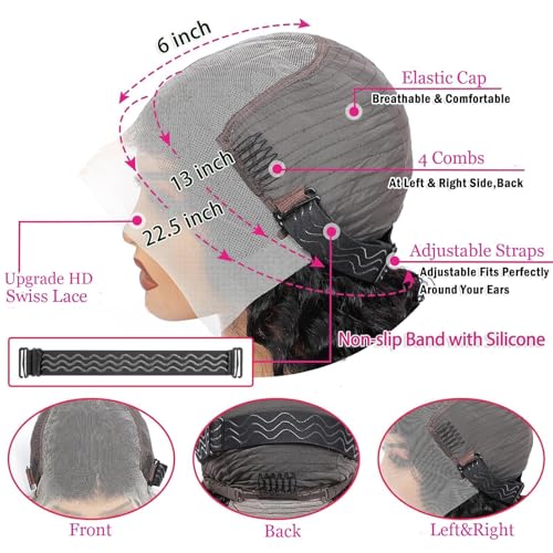 Image of KVFCT 36 Inch Deep Wave Lace Front Wigs Human Hair 13x6 HD Transparent Deep Wave Frontal Wigs Human Hair Pre Plucked Deep Curly Human Hair Wigs Glueless Curly Lace Front Wig Natural Hairline