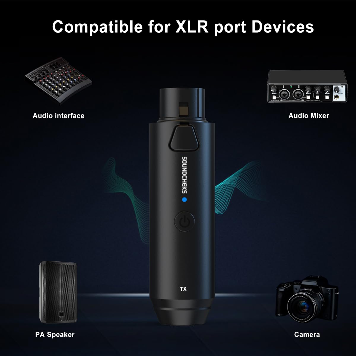 Ricevitore trasmettitore microfono wireless, sistema ricetrasmettitore per microfono wireless XLR da 2,4 GHz, 24 bit/192 kHz, ad alta risoluzione per microfoni dinamici da 5 V, mixer audio