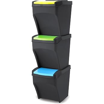 Plana Practic Kitchen Bin 3 Compartments Stackable Waste Separation System
