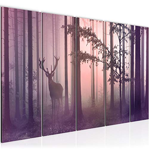 Runa Art Murali XXL Foresta cervo 200 x 80 cm Rosa...