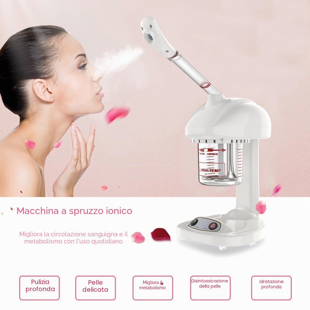 Face Spa Steamer, Ozono 2 in 1 e Sauna facciale a vapore, Nano-Ion Facial Steamer Salon Spa Macchina a vapore all'ozono Idratante Pulizia profonda
