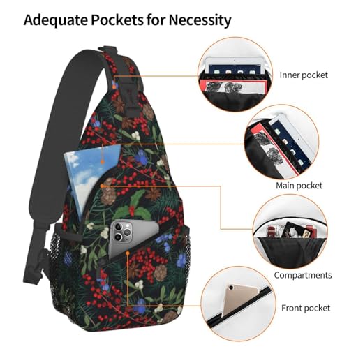 Christmas Santa Snowflake Crossbody Sling Backpack Travel Hiking Daypack For Men Women Shoulder Bag4