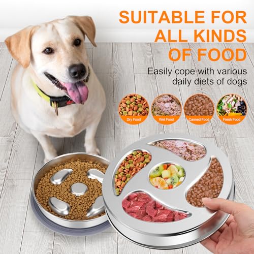 Antischlingnapf Hunde Edelstahl, ACEONE Anti Schling Napf Hund mit Silikonmatte, Metal Slow Feeder Hundenapf, Schlingnapf Hunde Groß mit Napfunterlage Hund (Silikonmatte)