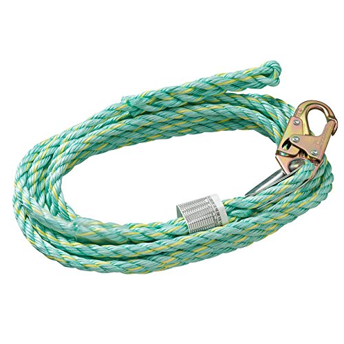 Flash Deals - 70% OFF Peakworks Fall Protection V84014100 Vertical Lifeline Rope with Back Splice and Snap Hook , 100 ft. Length, Green