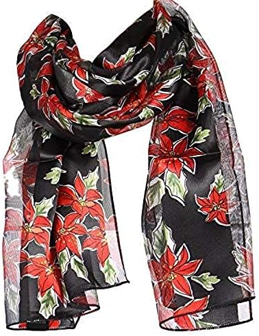 Christmas Scarf - Christmas Candycane, Poinsettia By Christmas Scarf Company