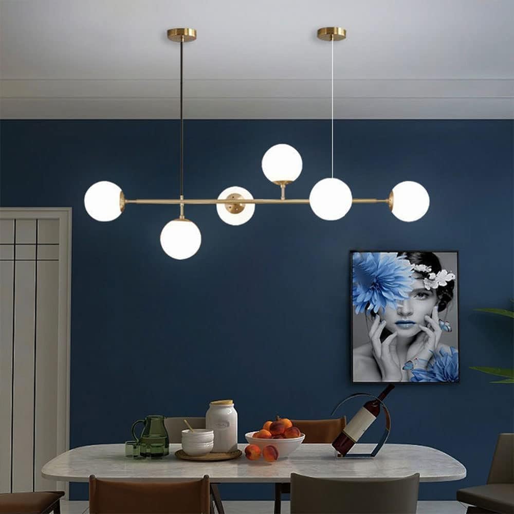 Lampadario moderno a 6 luci E27 Lampadario moderno a sfera in vetro del Nord Europa per soggiorno Sala da pranzo Decorazione artistica Ristorante Lampada a sospensione nera