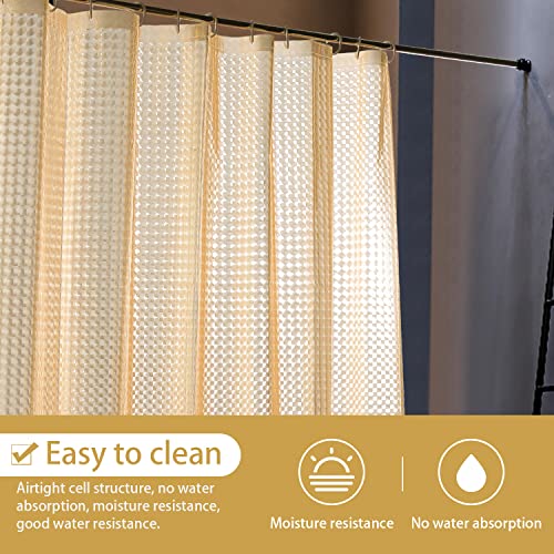 Image of NTBAY EVA Semi-Transparent Clear Shower Curtain with Yellow Checkered, Water-Repellent Liner with 3 Magnets for Bathroom, 72x72 Inches