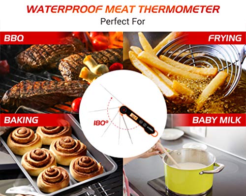 Kizen Instant Read Meat Thermometer - Best Waterproof Ultra Fast Thermometer with Backlight & Calibration. Kizen Digital Food Thermometer for Kitchen, Outdoor Cooking, BBQ, and Grill!