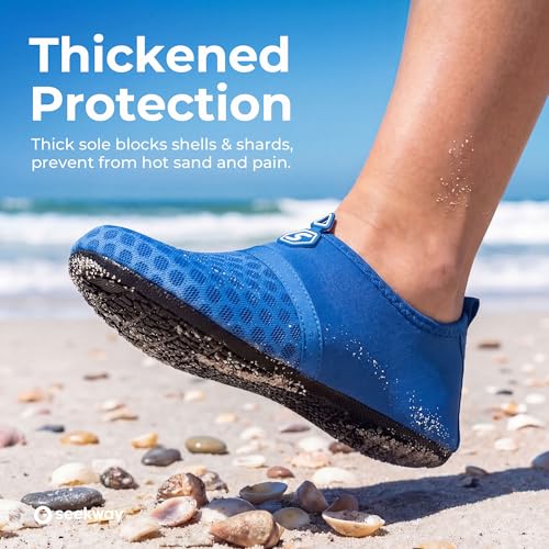 Image of SEEKWAY Water Shoes Quick-Dry Aqua Socks Barefoot Slip-on for Beach Pool Swim River Yoga Lake Surf Women Men Black SK001
