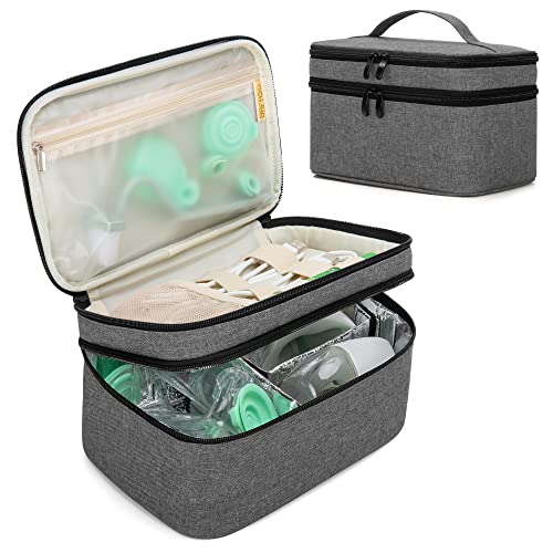Image of BAFASO Breast Pump Bag Compatible with Elvie and Momcozy Breast Pump, Carrying Case for Wearable Breast Pump and Extra Parts, Gray